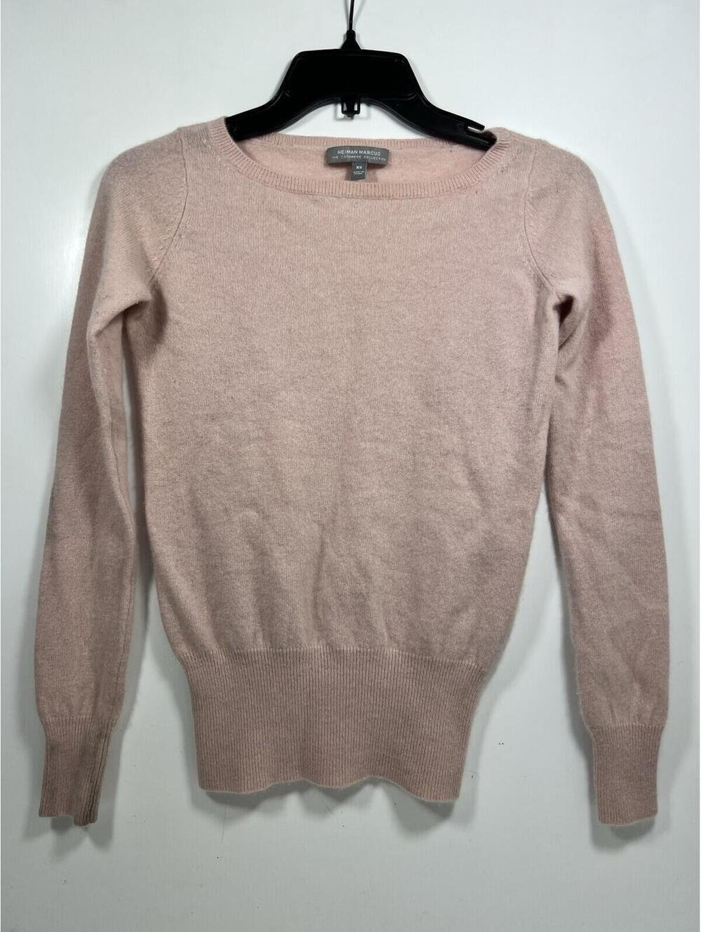 Neiman Marcus Pale Pink 100% Cashmere Sweater Pullover  See Pics Flawed Sz XS